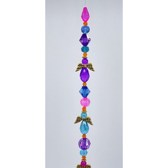 Beaded Angel Suncatcher Pink Blue Purple Crystal Prism Hanging Patio Decor Yard - Picture 7 of 10